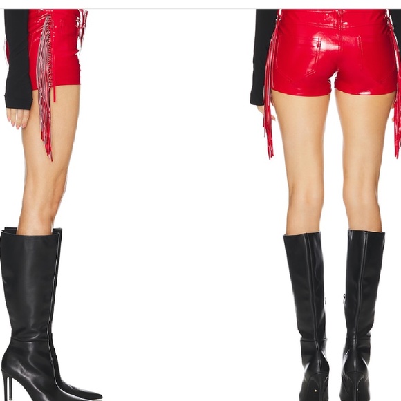 Norma Kamali RED Fringe Short - Picture 4 of 6